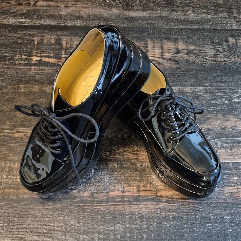 Jessica Simpson Shiny Black Platform Shoes